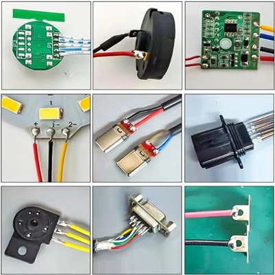 Przemysłowa automatyczna spawarka z napędem drutowym do złączy USB-C i DC5.5x2.5 (robotyczny system lutowania)