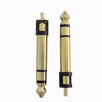 Złote 6,35mm Stereo 3 bieguny Stereo Audio Male Connector Audio Mikrofon Wtyczka do słuchawek