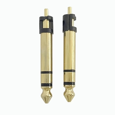Złote 6,35mm Stereo 3 bieguny Stereo Audio Male Connector Audio Mikrofon Wtyczka do słuchawek