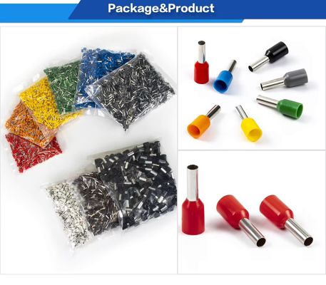 Wielokolorowa izolowana nylonowa miedziana tuleja zaciskowa do przewodów, zacisk pinowy, zacisk rurowy, akcesoria do okablowania